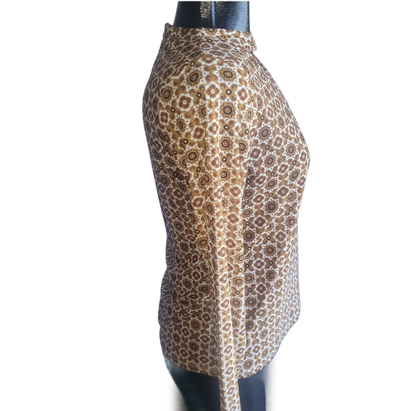 San Francisco Brown Patterned Long Sleeve Top M - Picture 3 of 6